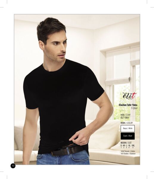 Tutku Elit 1301 Elastan Sıfır Yaka Badi Atlet Tşört 6 lı Paket