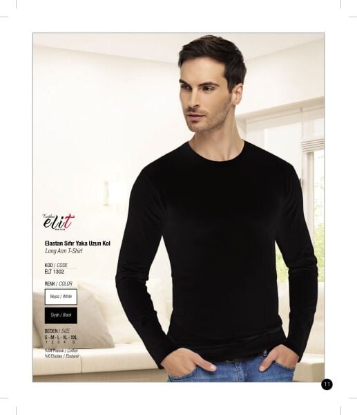 Tutku Elit 1302 Elastan Uzun Kol Badi Atlet Tşört 6 lı Paket