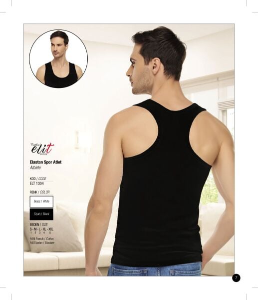 Tutku Elit 1304 Elastan Erkek Çapraz Atlet 6 lı Paket