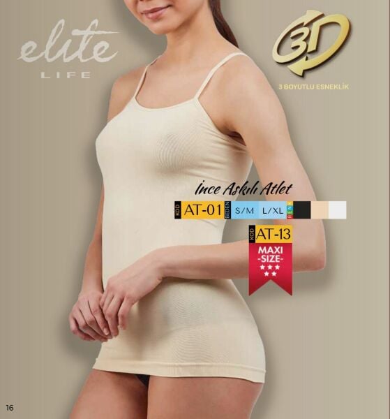 Elit Life 847 İnce Askılı Büyük Beden Uzun Dikişsiz Atlet