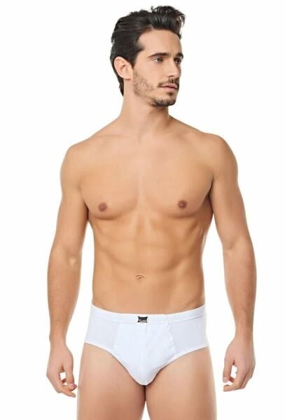 Tutku Penye Beyaz Erkek Slip Külot 12 li Paket
