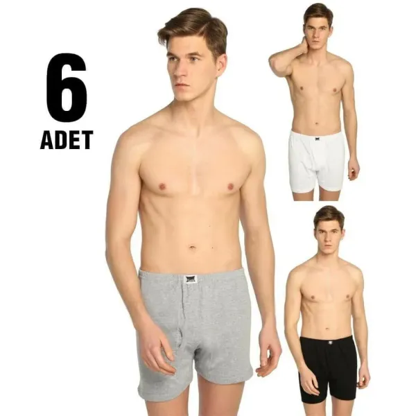 Tutku Ribana (Likralı) Gri Erkek Paçalı Külot 6 lı Paket