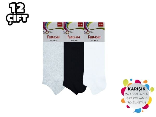 Fantasia 0645 Penye Kadın Patik Çorap 12 li Paket