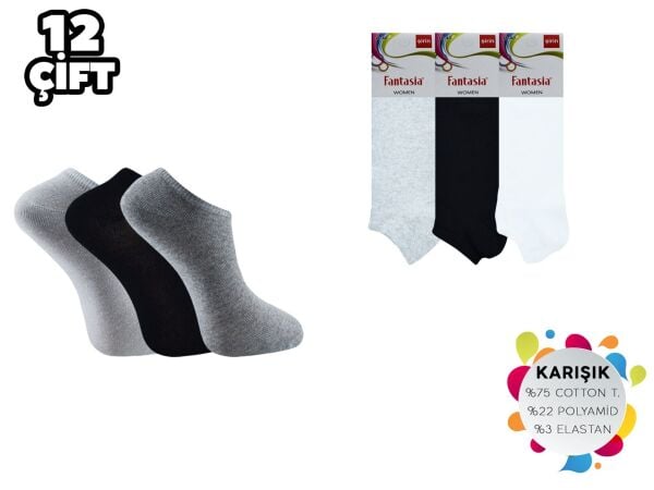 Fantasia 0645 Penye Kadın Patik Çorap 12 li Paket