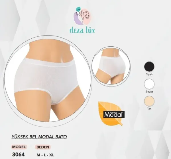 Dondeza 3064 MODAL Yüksek Bel Kadın Külot 12 li Paket