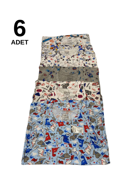 Tutku 0256 Desenli Erkek Çocuk Atlet 6 lı Paket