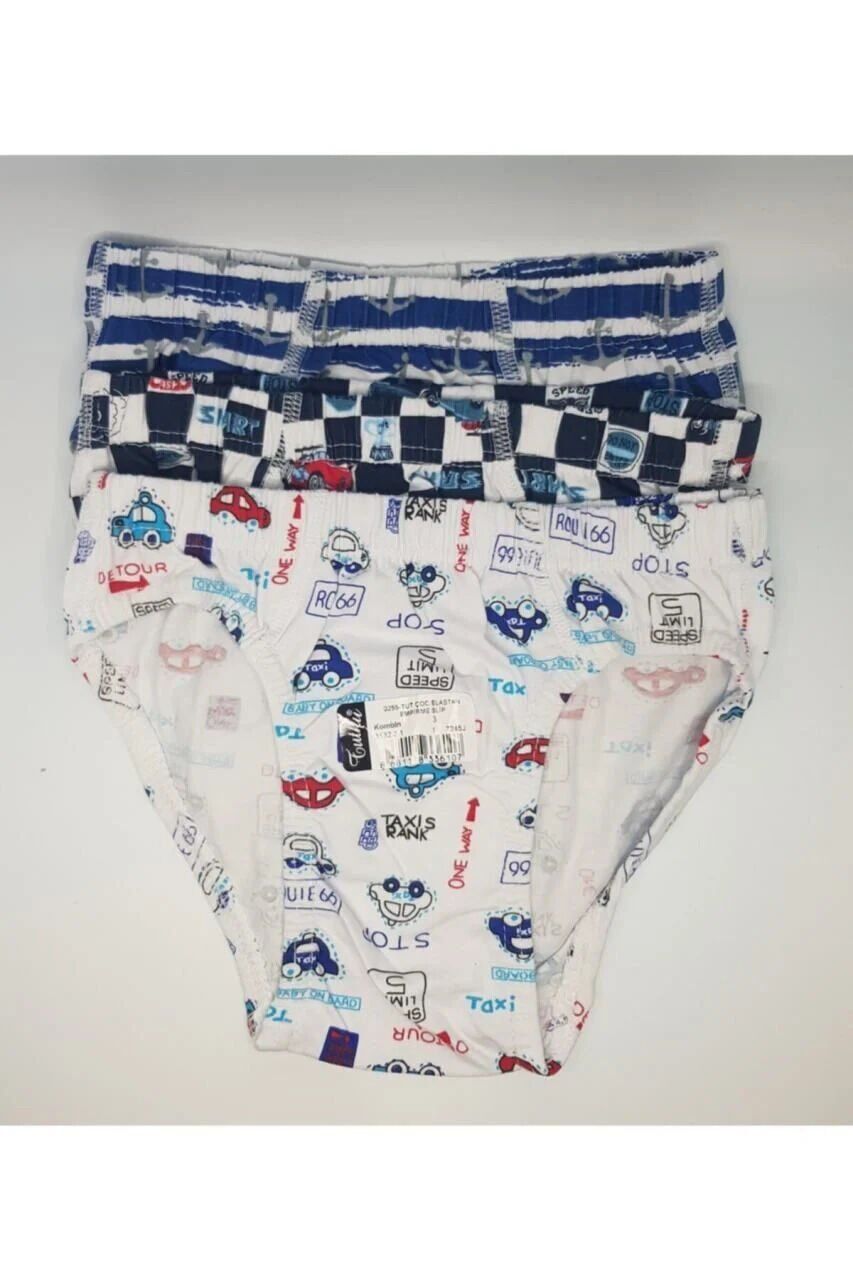 Tutku 0255 Desenli Erkek Çocuk Slip Külot 6 lı Paket