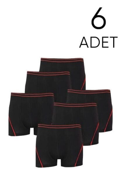 Tutku Likralı Erkek Çocuk Boxer Siyah 6 lı Paket