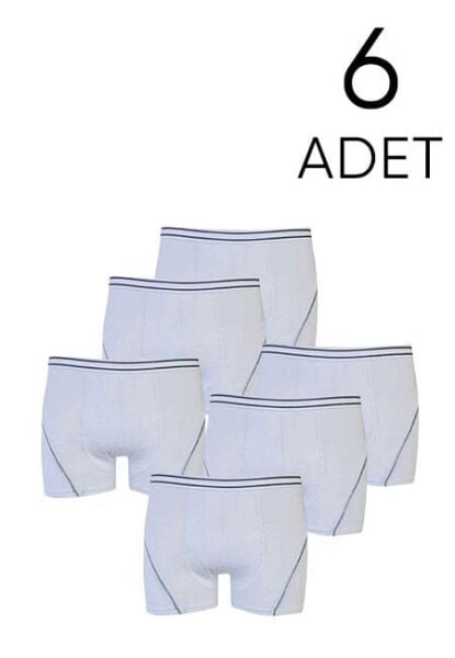 Tutku Likralı Erkek Çocuk Boxer Beyaz 6 lı Paket