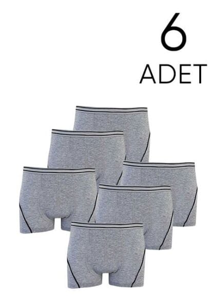 Tutku Likralı Erkek Çocuk Boxer Gri 6 lı Paket