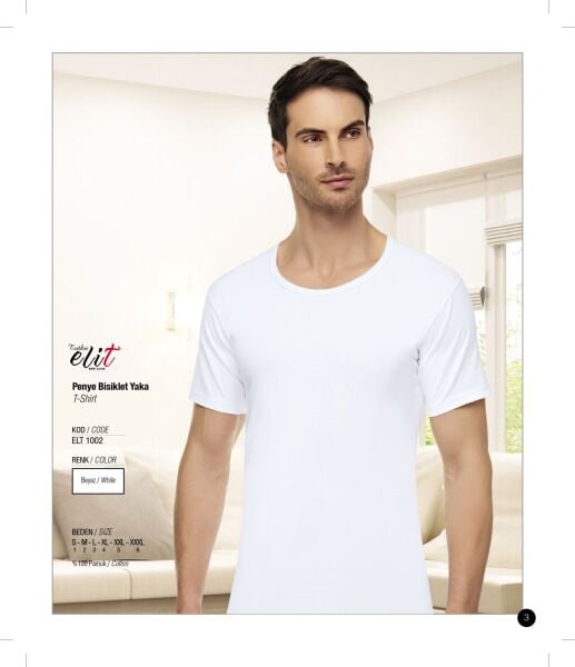 Tutku Elit 1002 %100 Pamuk Penye Kollu Fanila 6 lı Paket