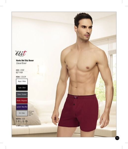 Tutku Elit 1101 Havlu Bel Bol Kesim Erkek Boxer 10 lu Paket