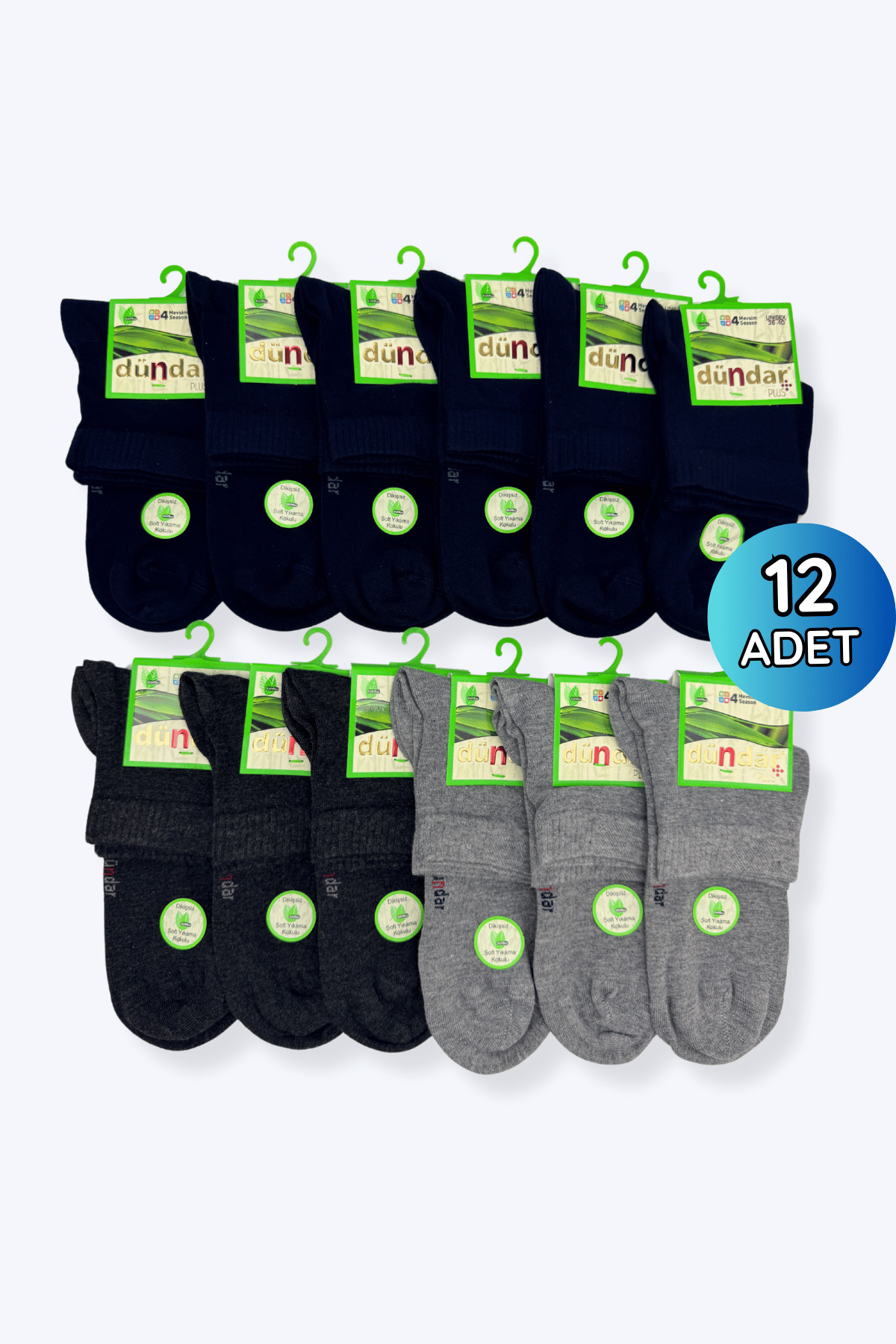 Dündar 0638 Bambu Bayan Arakonç Çorap 12 li Paket Siyah