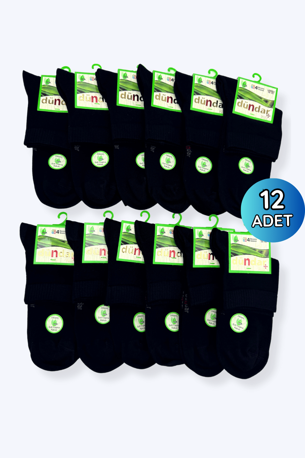 Dündar 0638 Bambu Bayan Arakonç Çorap 12 li Paket Siyah