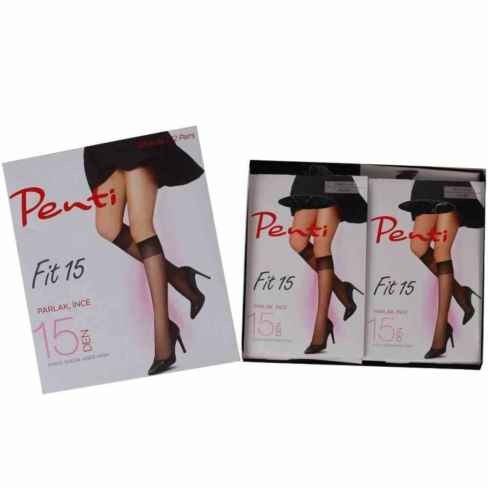 Penti fit 15 parlak dizaltı burunlu pantolon çorap 12 li kutu Siyah