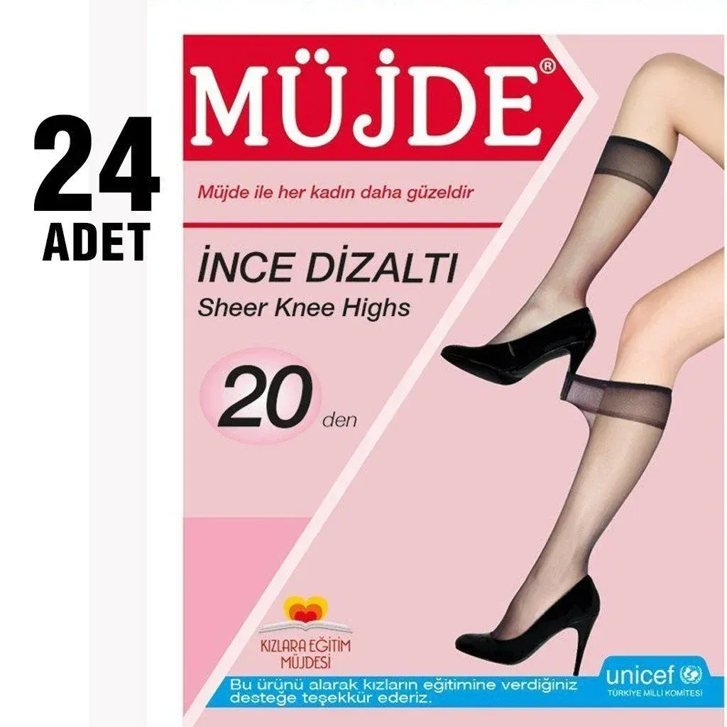 Müjde 20 den dizaltı mat pantolon çorap 24 lü kutu Açık Ten (sahra)