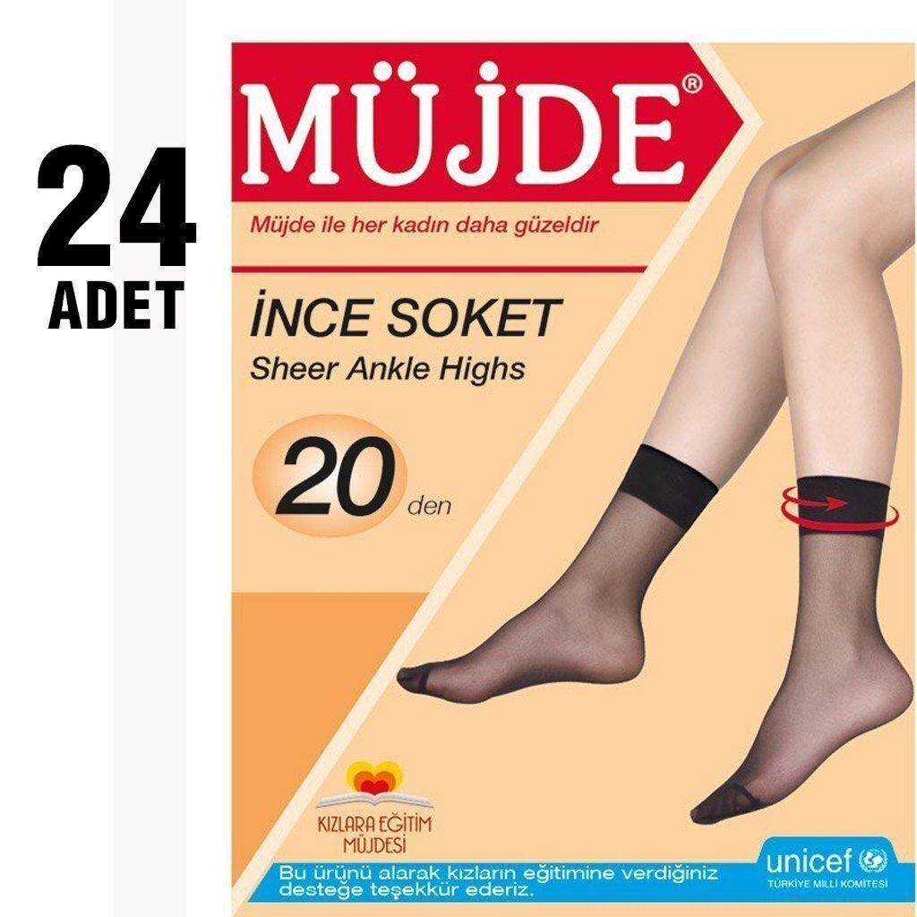 Müjde 20 den mat soket çorap 24 lü kutu Ten
